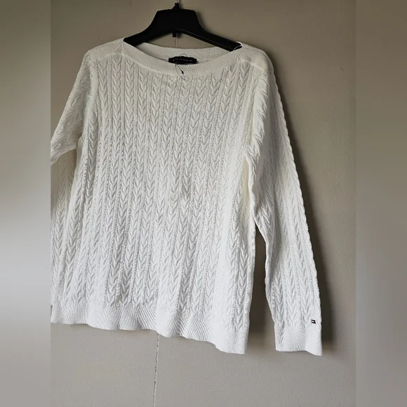 Tommy Hilfiger White Cable Knit Sweater - Picture 6 of 16